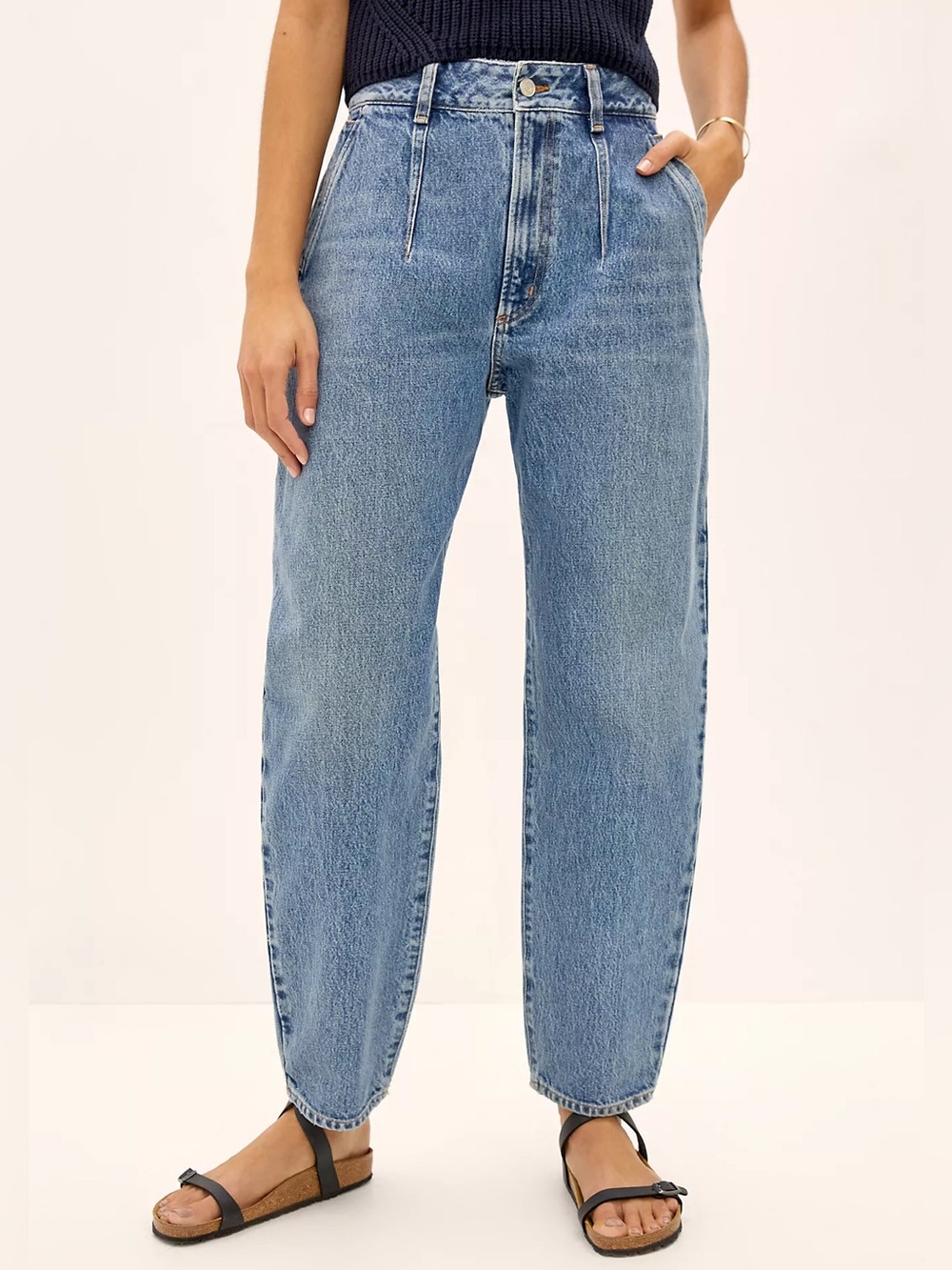 AGOLDE Balloon Baggy Darted Curved Taper Jeans Ankle High Rise Blue Size 23